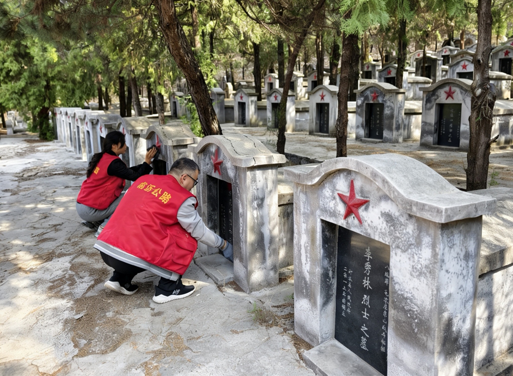 道路ボランティア：烈士陵園清掃で赤い精神を守る